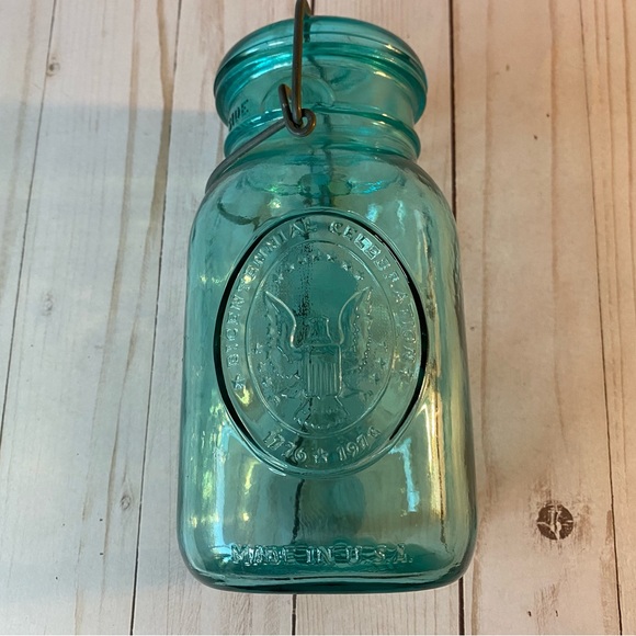 Vintage Turquoise Ball IDEAL Wire Lidded Canning Jar - Picture 3 of 7